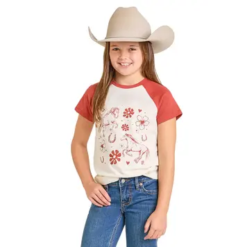 Rock & Roll Denim Youth Raglan Sleeve Graphic Tee Natural