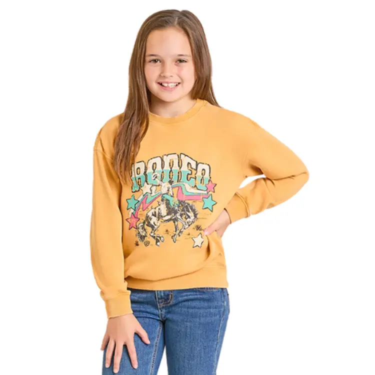 Rock & Roll Denim Youth Rodeo Graphic Pullover Mustard