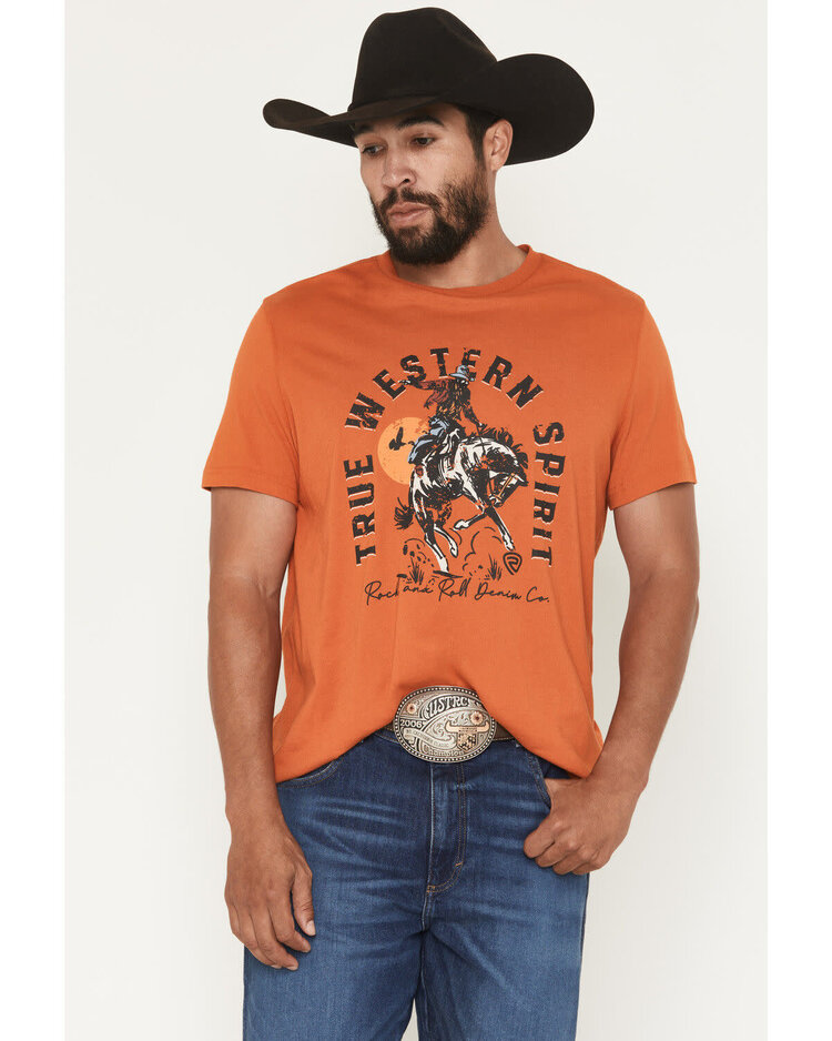 Rock & Roll Denim Bronco Rider Tee Orange