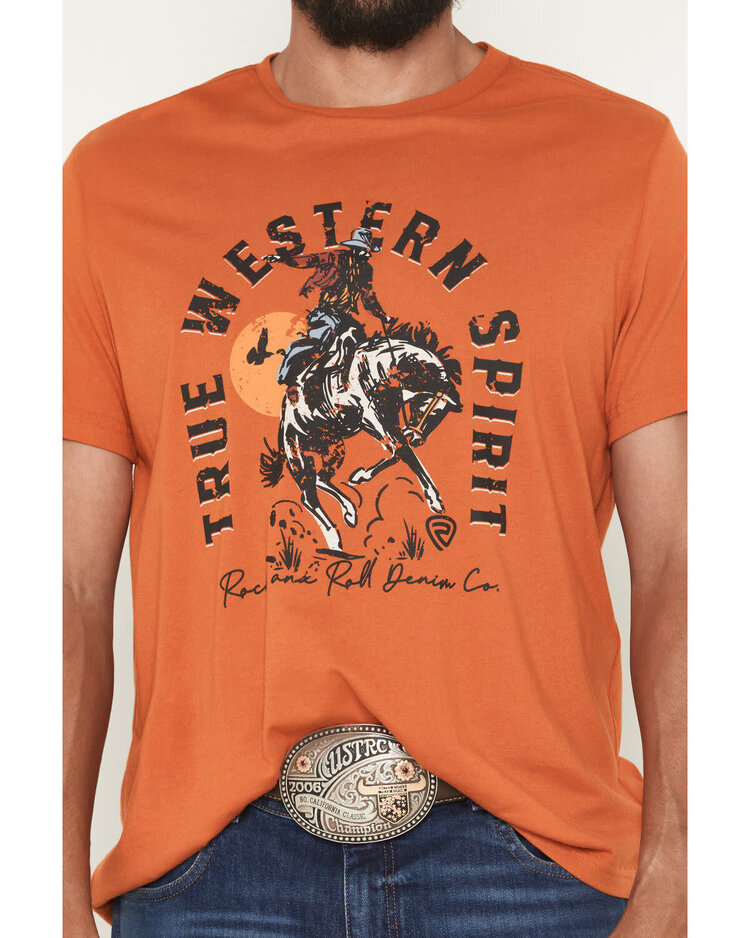 Rock & Roll Denim Bronco Rider Tee Orange