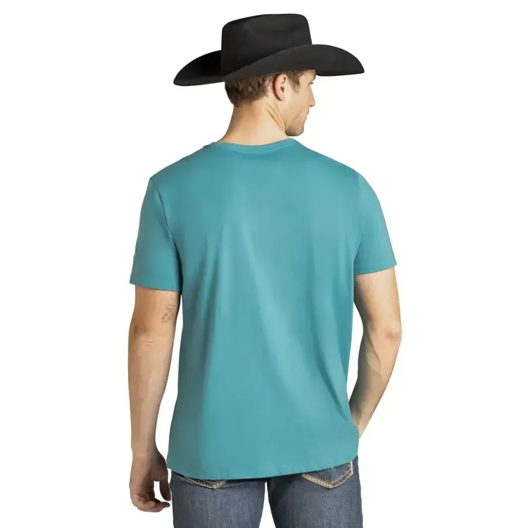 Rock & Roll Denim Bronco Rider Graphic Tee Turquoise