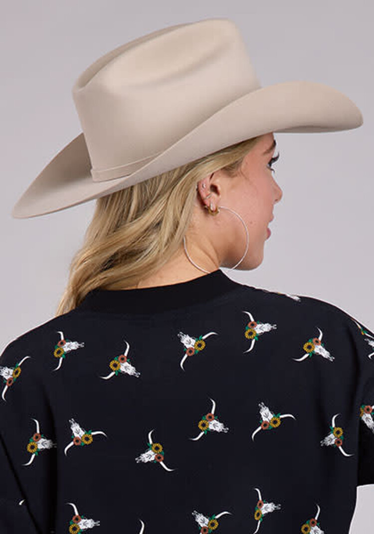 Roper Skull Print Bomber Jacket Black