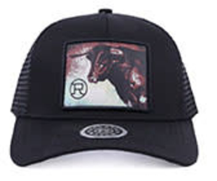 Roper Bull Patch Curved Brim Cap Black