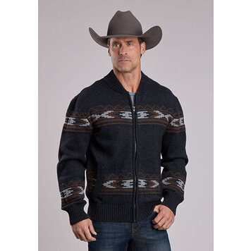 Stetson Bronc Motif Wool Blend Zip Black