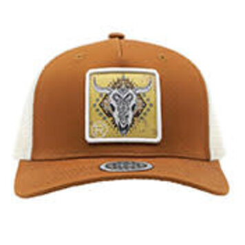 Roper Aztec Skull Patch Curved Brim Cap Brown
