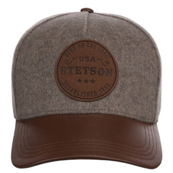 Stetson Leather Embossed Patch Cap Brown