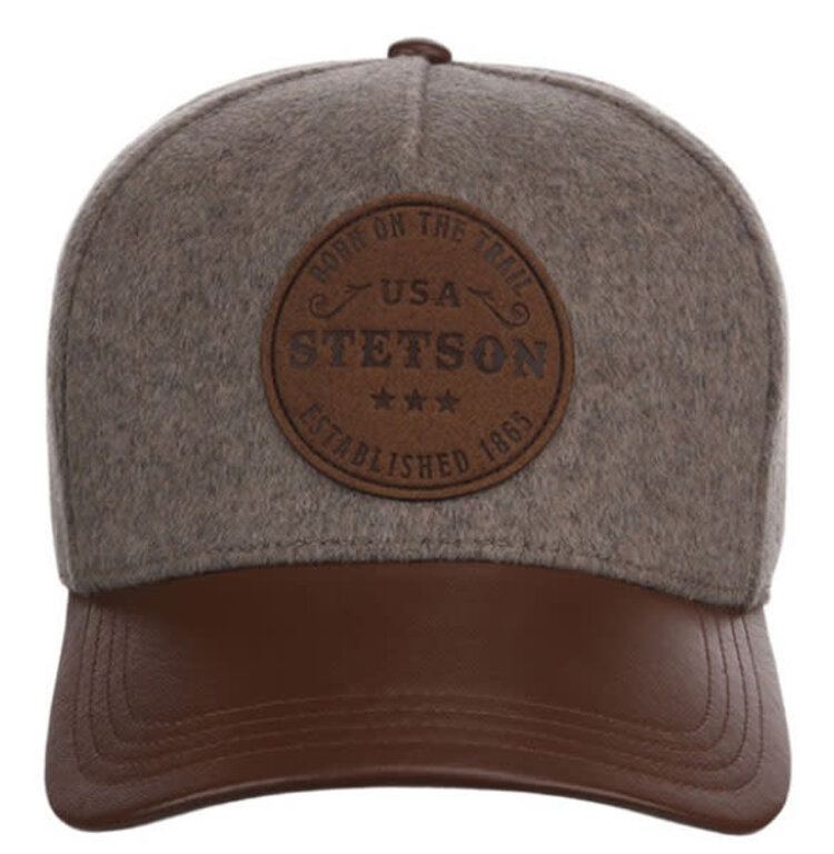 Stetson Leather Embossed Patch Cap Brown