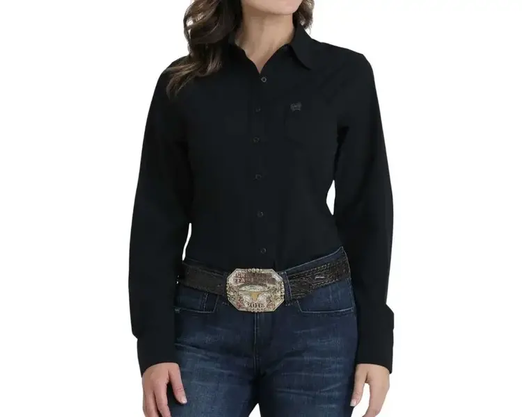 Cinch Arenaflex Solid Button Down Black