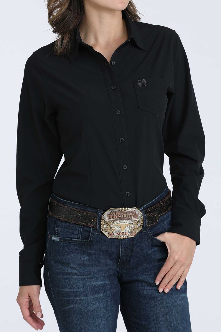 Cinch Arenaflex Solid Button Down Black