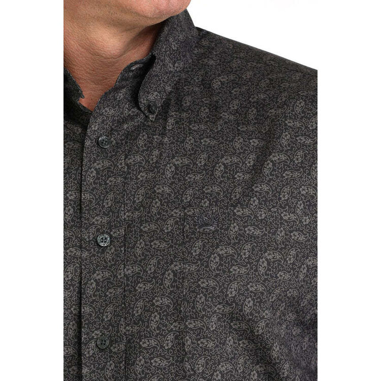 Cinch Paisley Print Button Down Charcoal