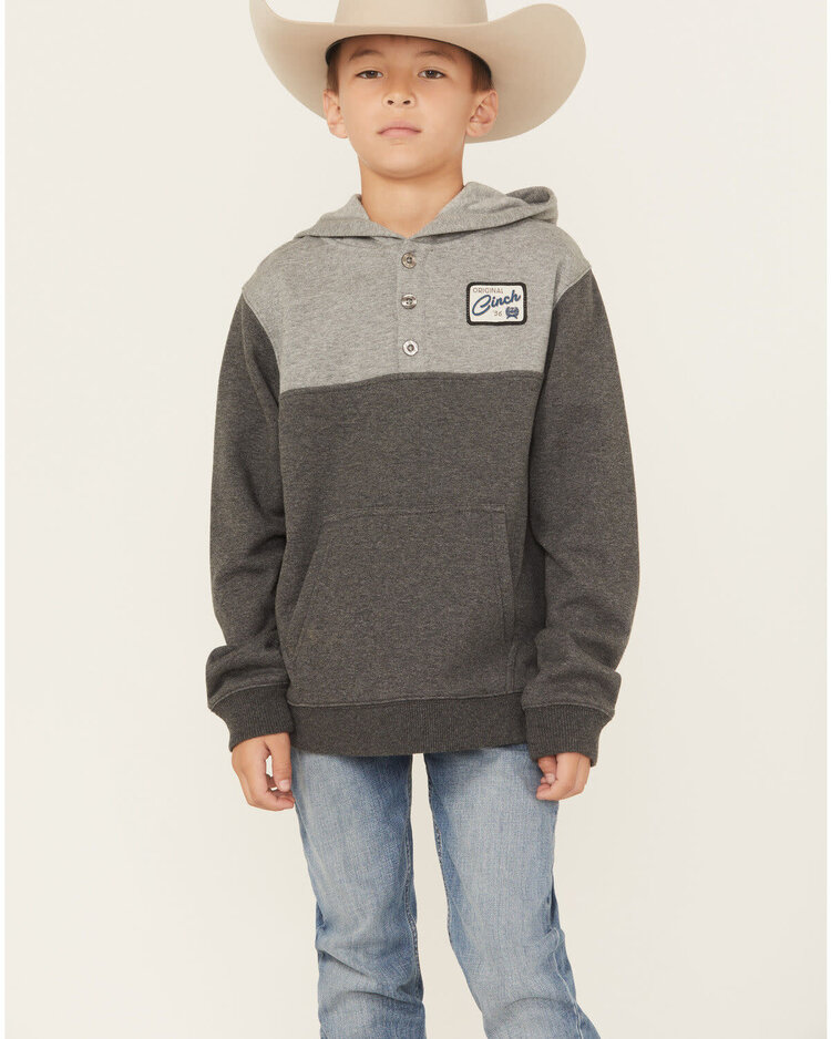 Cinch Youth 1/4 Button Down Hooded Pullover