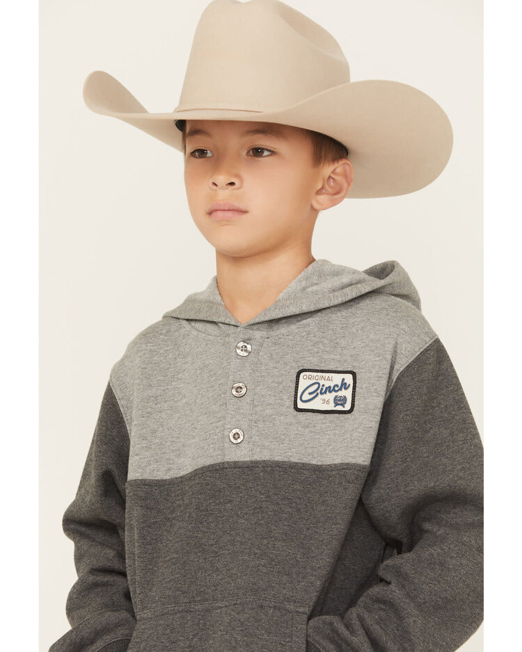Cinch Youth 1/4 Button Down Hooded Pullover