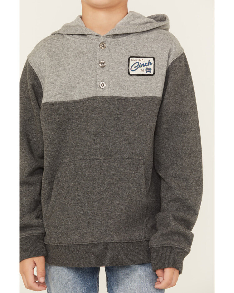 Cinch Youth 1/4 Button Down Hooded Pullover