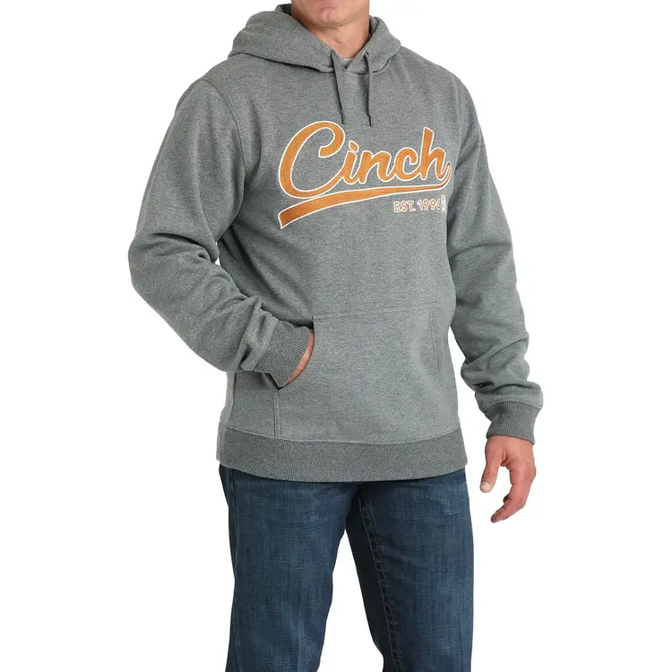 Cinch Orange Logo Hoodie Charcoal Grey