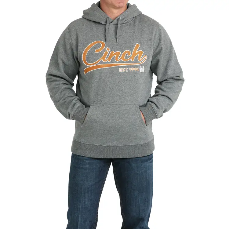 Cinch Orange Logo Hoodie Charcoal Grey
