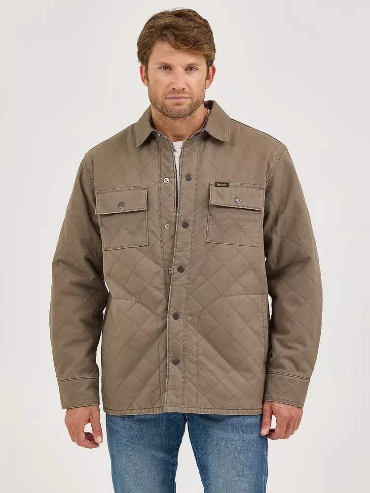 Wrangler Reversible Quilted Shirt Jacket Chocolate Chip