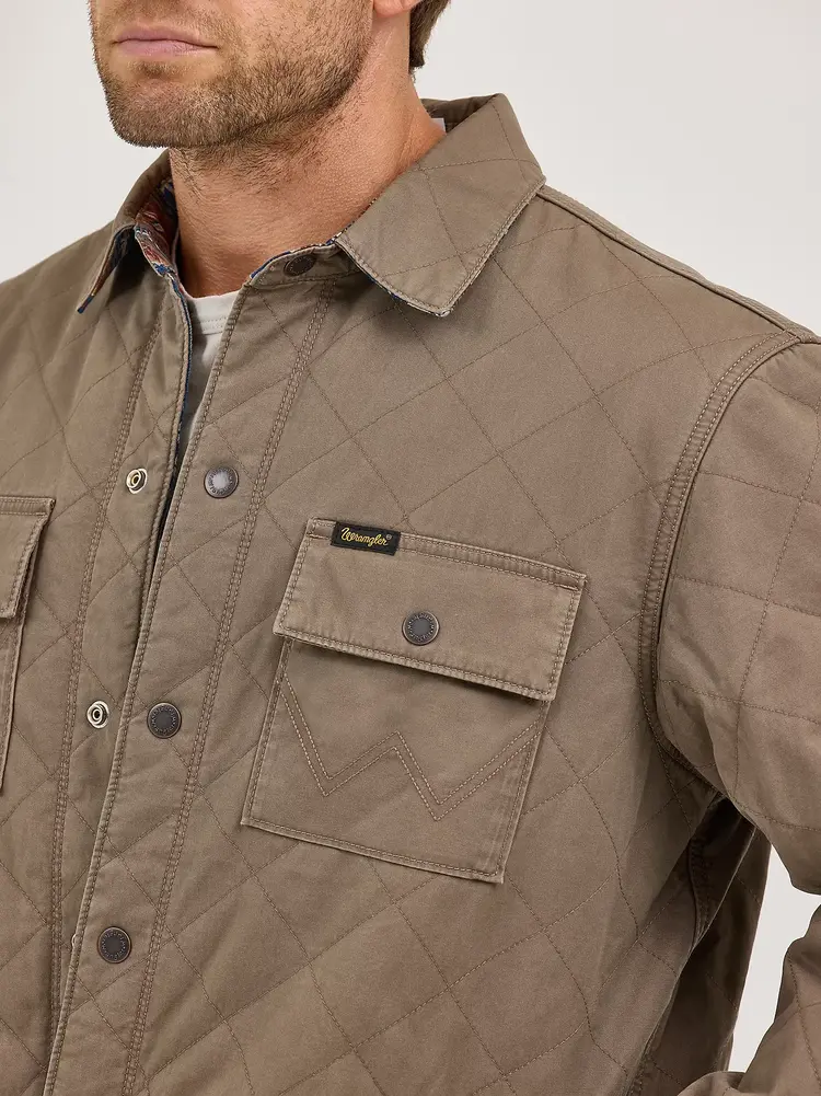 Wrangler Reversible Quilted Shirt Jacket Chocolate Chip