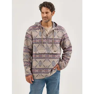 Wrangler Jacquard Quarter Zip Hooded Popover Jacket
