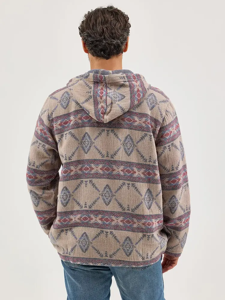 Wrangler Jacquard Quarter Zip Hooded Popover Jacket