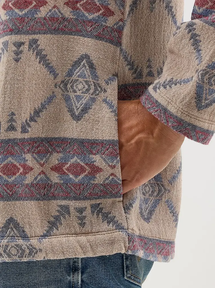 Wrangler Jacquard Quarter Zip Hooded Popover Jacket