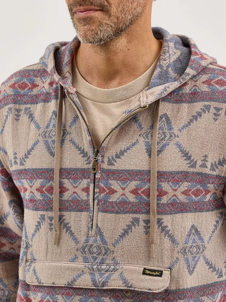 Wrangler Jacquard Quarter Zip Hooded Popover Jacket