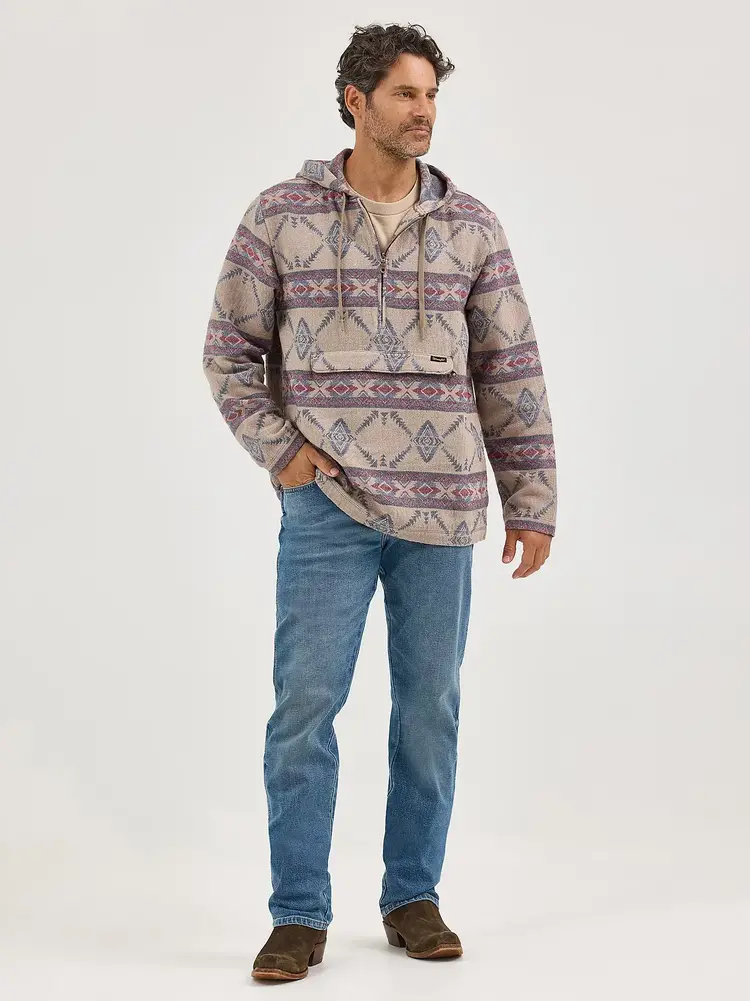 Wrangler Jacquard Quarter Zip Hooded Popover Jacket