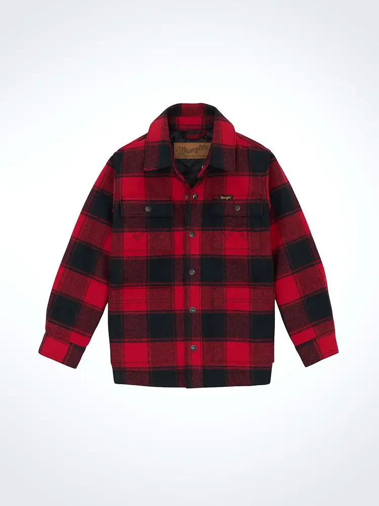 Wrangler Youth Quilt Lined Flannel Shirt Jacket Red