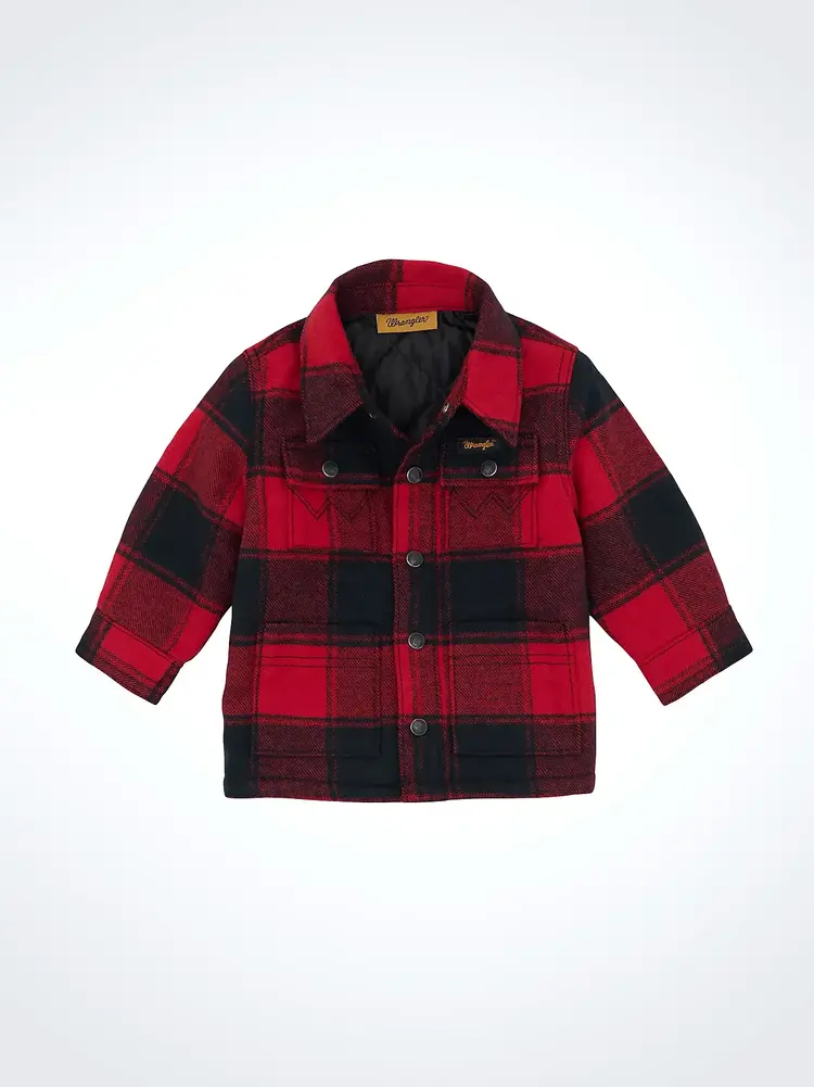 Wrangler Infant Toddler Quilt Lined Flannel Shirt Jacket Red