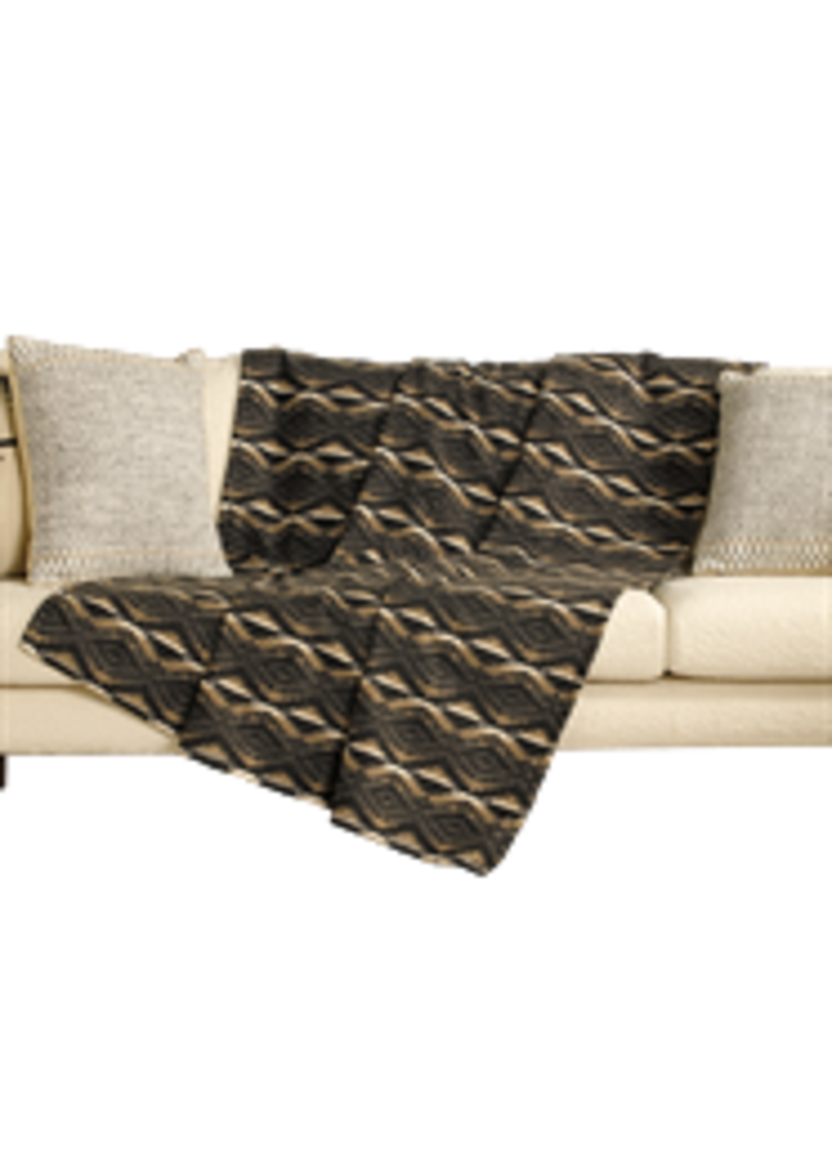 Rock & Roll Denim Lined Jacquard Throw Blanket Black