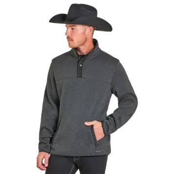 Panhandle Western Wear Melange Knit Henley Pullover Black