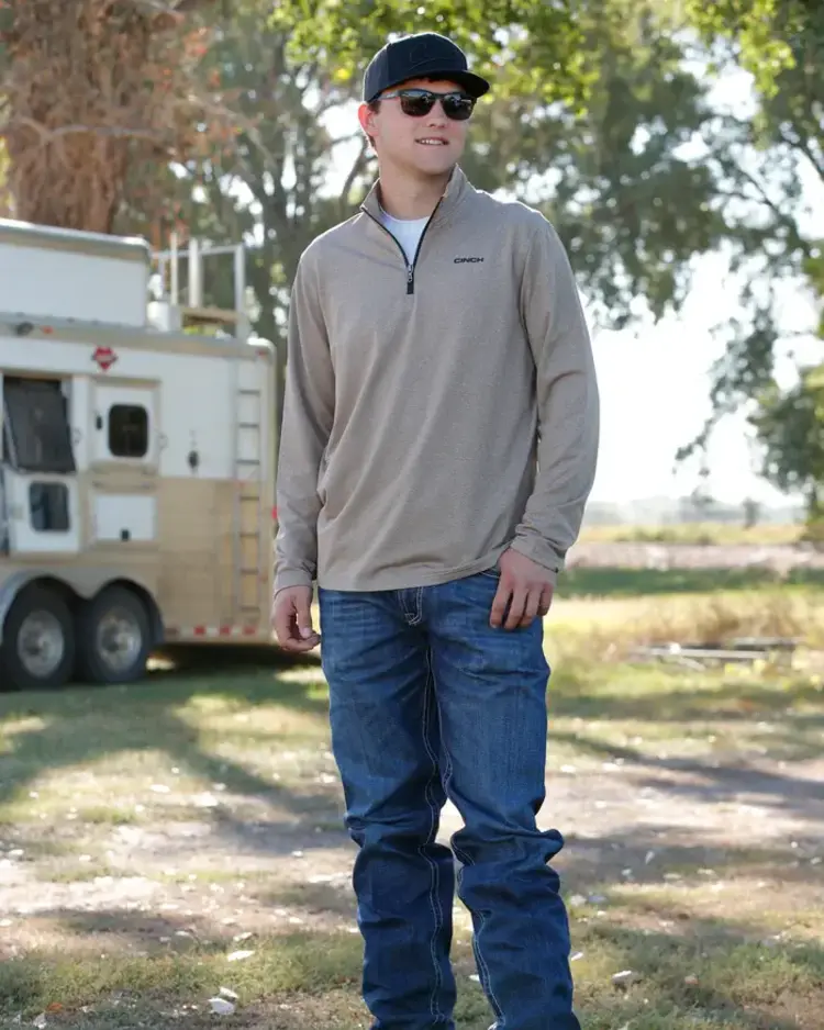 Cinch Arenaflex 1/4 Zip Pullover Tan