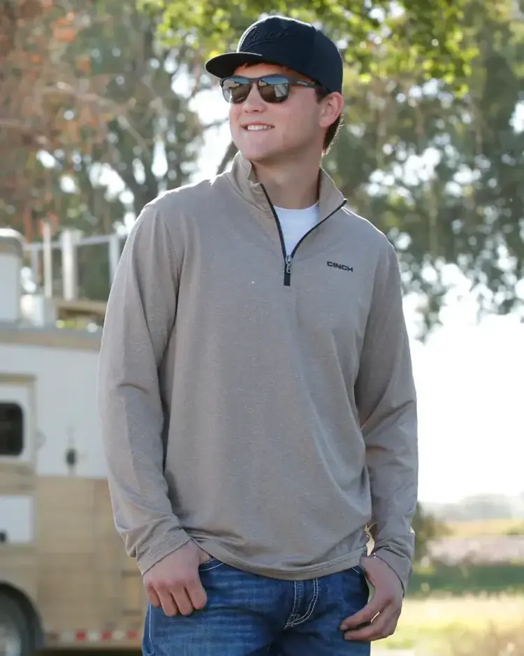 Cinch Arenaflex 1/4 Zip Pullover Tan