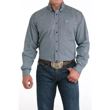 Cinch Geometric Print Button Down Purple Turquoise