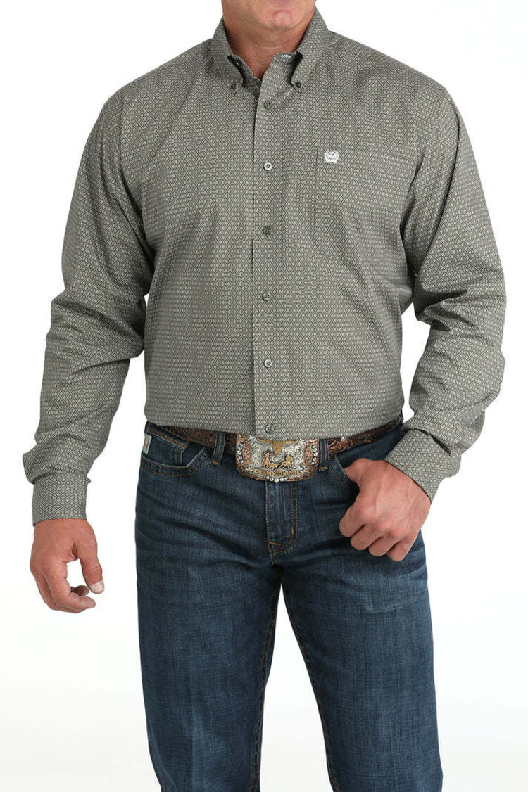 Cinch Diamond Button Down Olive