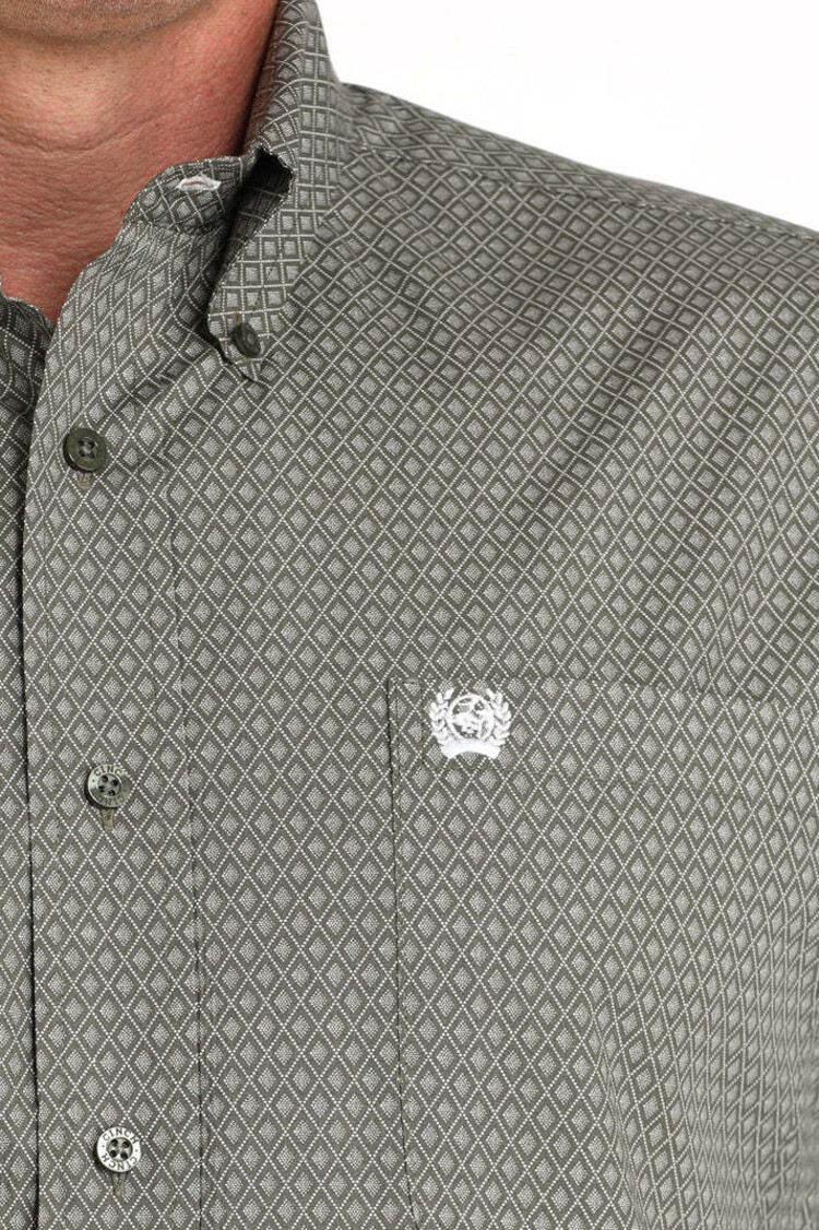 Cinch Diamond Button Down Olive