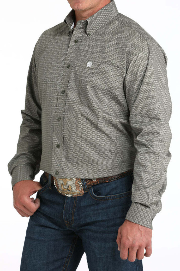Cinch Diamond Button Down Olive