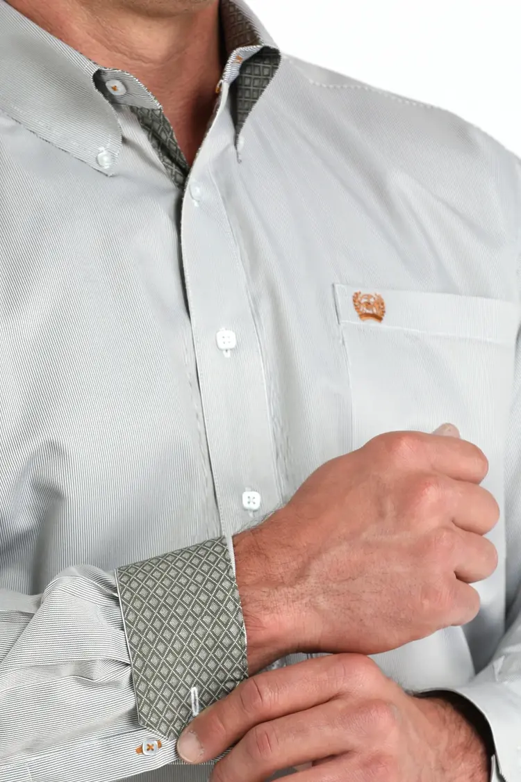 Cinch Pin Stripe Button Down Olive