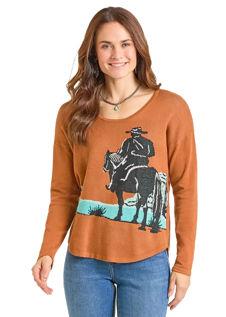 Panhandle Western Wear Lonesome Rider Sweater Orange