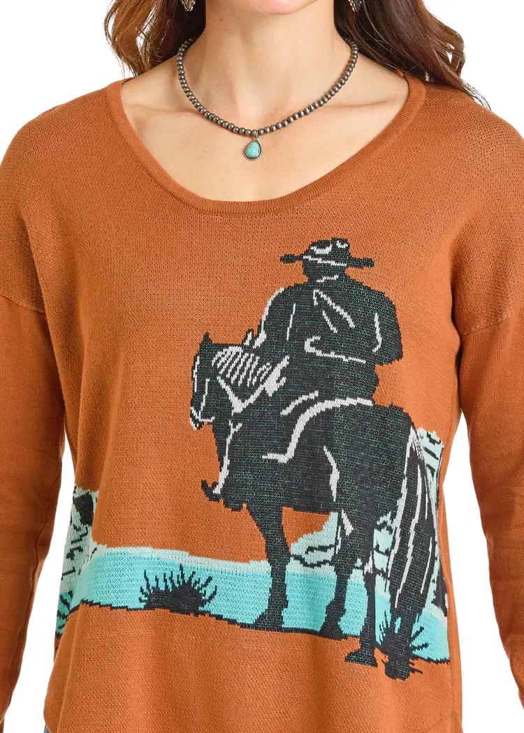 Panhandle Western Wear Lonesome Rider Sweater Orange
