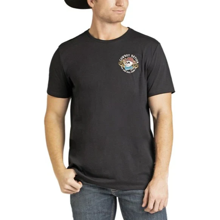 Rock & Roll Denim Cowboy Nation Skull Graphic Tee Black