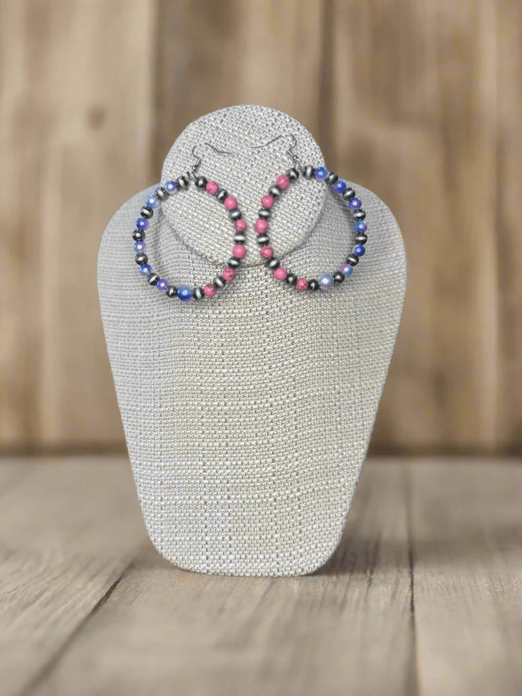 Blazin Roxx Galaxy Bead Hoop Earrings