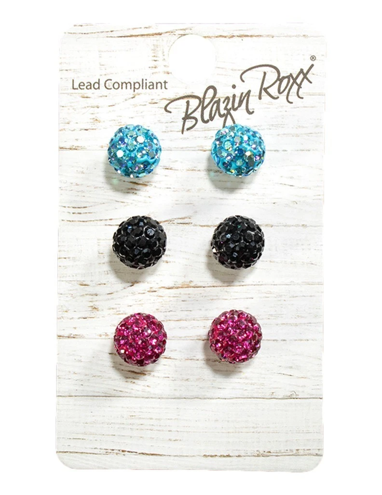 Blazin Roxx Crystal Multi Color Earring Set