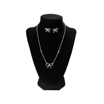 Blazin Roxx Crystal Bow Set Silver