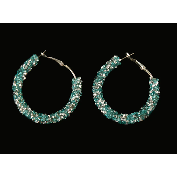 Blazin Roxx Blue And Metallic Acrylic Stone Hoops