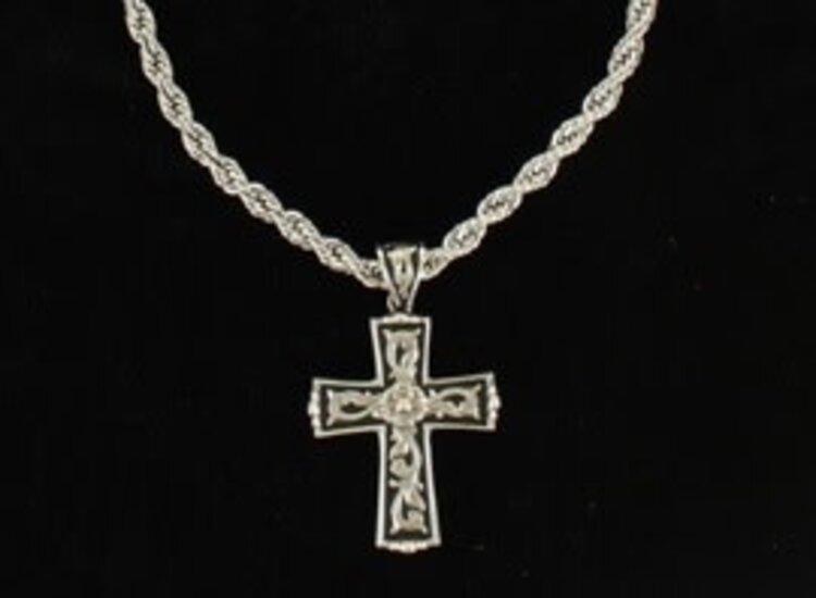 Twister Mens Cross Pendant & Chain