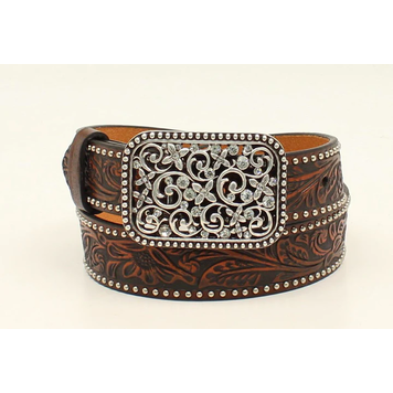 Ariat Accessories Youth Floral Embossed Crystal Buckle Belt
