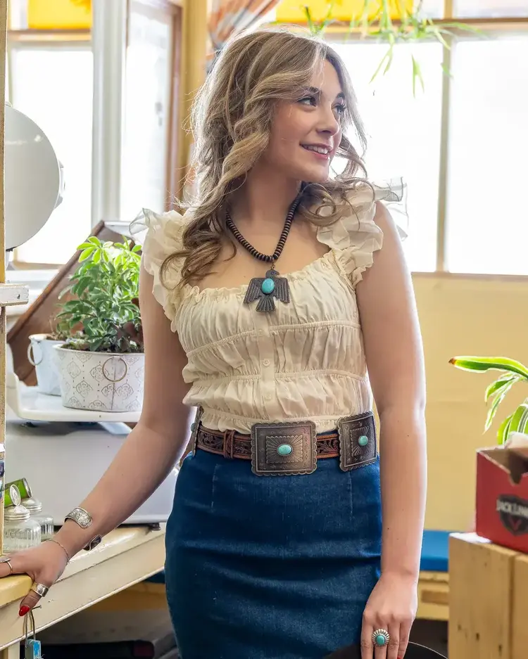 Ariat Accessories Rectangular Concho With Turquoise Stone Belt