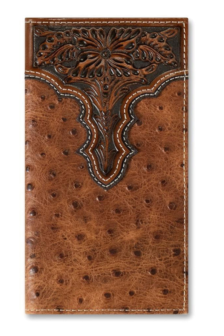 Ariat Accessories Ostrich Floral Embossed Rodeo Wallet