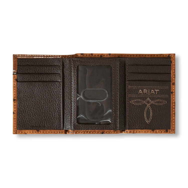 Ariat Accessories Ostrich Floral Embossed Trifold Wallet