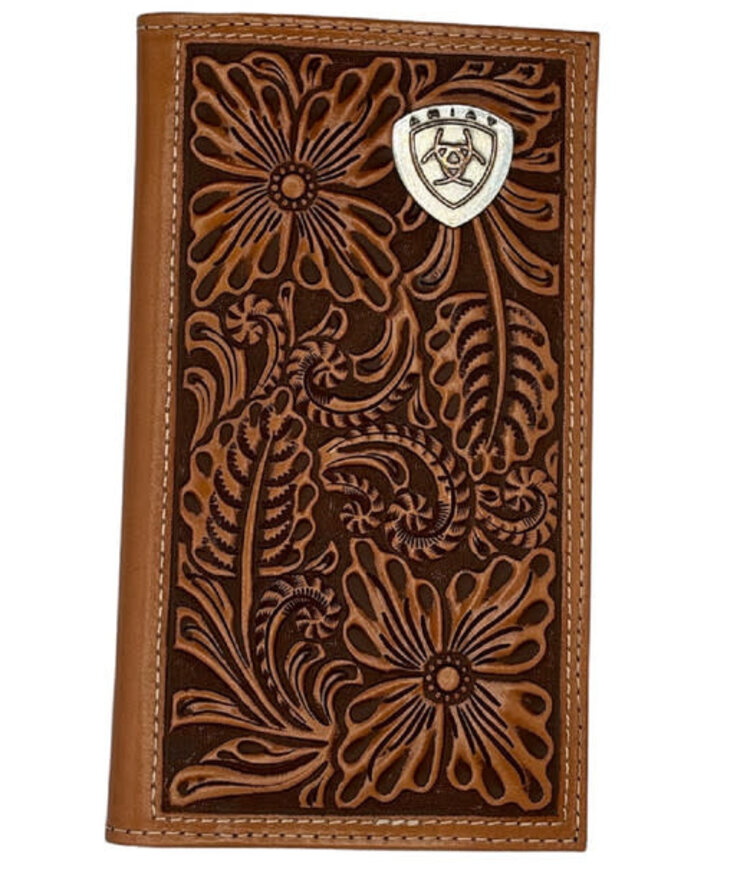 Ariat Accessories Floral Embossed Leather With Logo Rodeo Wallet